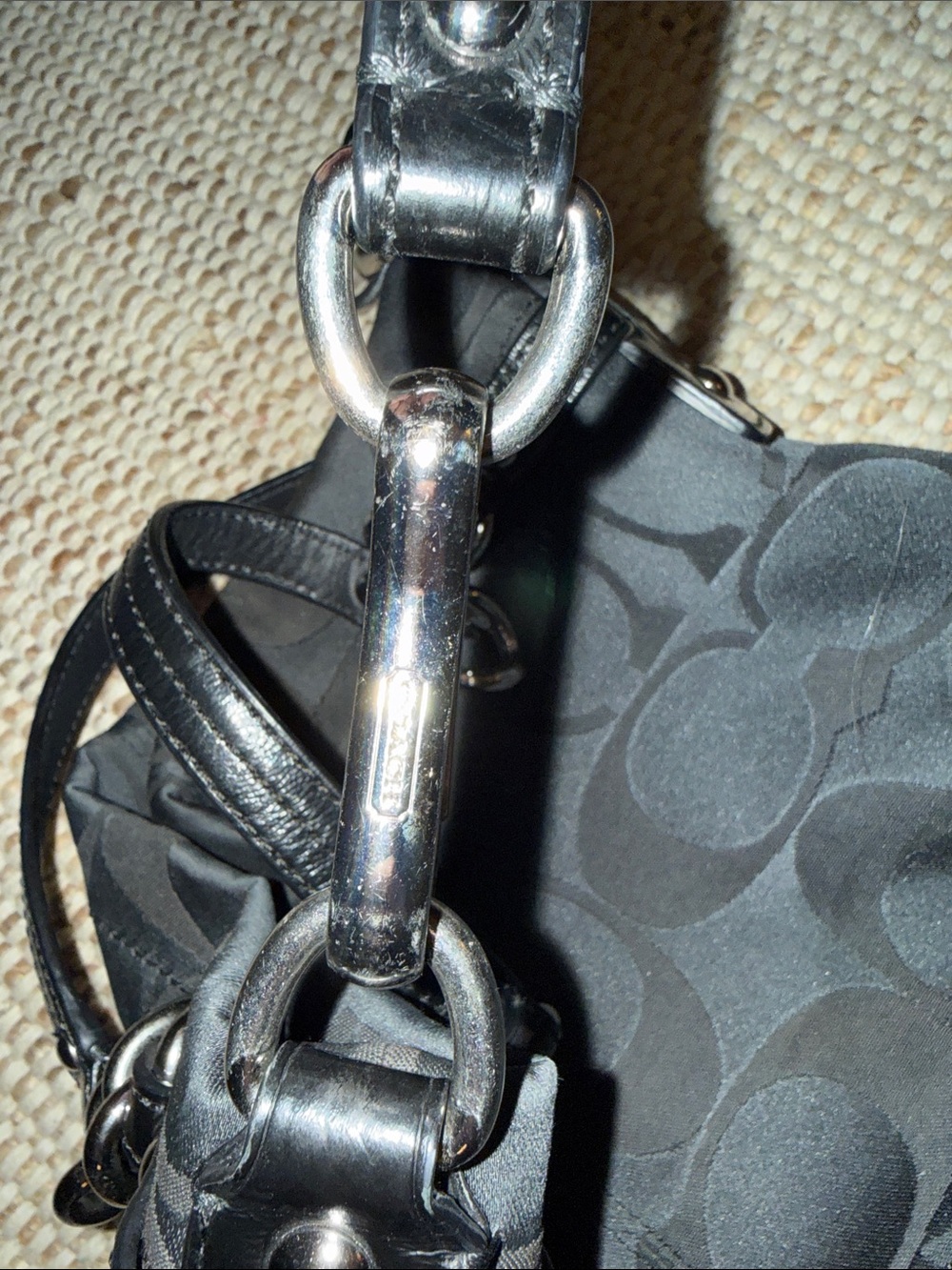 Coach Black Signature Jacquard Tote with Leather Trim F171183 Size 14x4x11 - Picture 3 of 11
